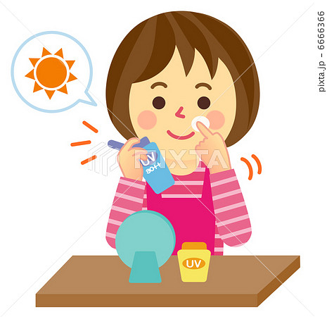 日焼け止め塗る主婦 6666366