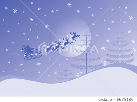 Christmas background with santa and deers, vector 6675136