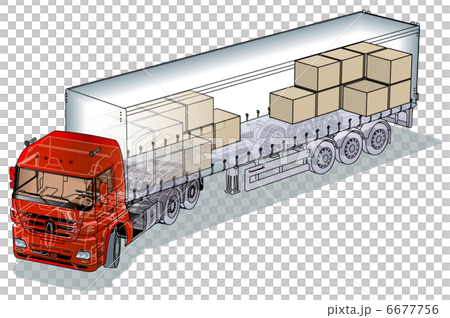 Vector cargo semi-truck infographics cutaway  6677756