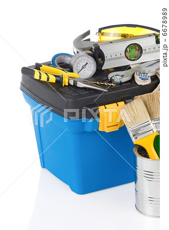 set of tools and instruments in toolbox set of tools and instruments in toolbox 6678989