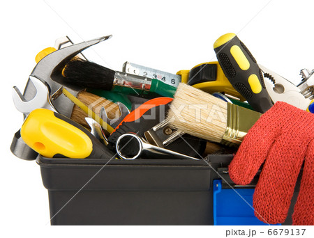 tools and instruments in black plastic box 6679137