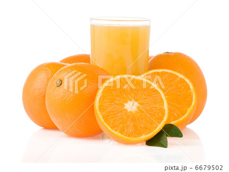 juice and orange fruit on white 6679502
