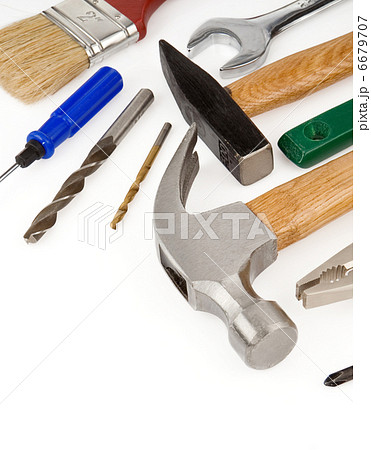 set of tools and instruments isolated on white 6679707