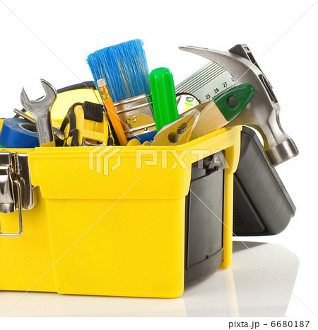 tools in black toolbox on white 6680187