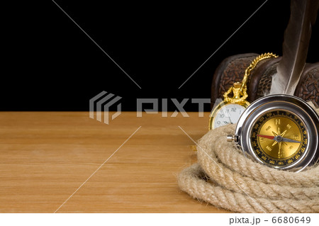 ship ropes and compass isolated on black ship ropes and compass isolated on black 6680649