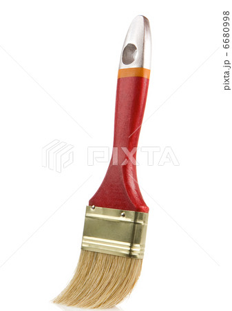 wooden red paintbrush isolated on white wooden red paintbrush isolated on white 6680998