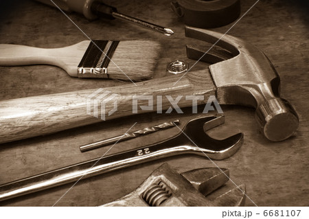tools and instruments on wood board 6681107