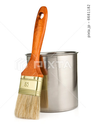 paint bucket and paintbrush isolated on white paint bucket and paintbrush isolated on white 6681182