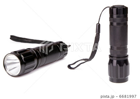 black flashlight isolated on white 6681997