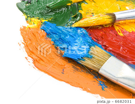 brush and color paints on white 6682031