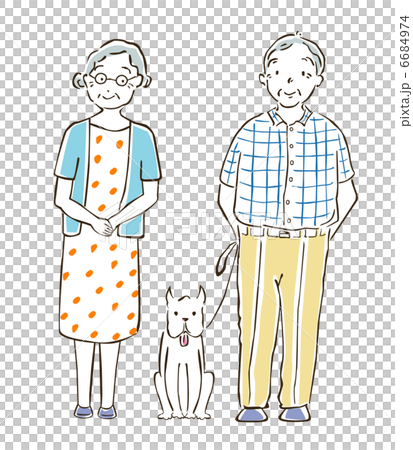 老夫婦と愛犬 6684974
