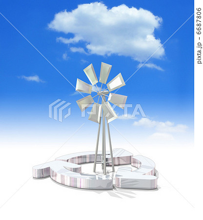 風車とリサイクルマーク 6687806