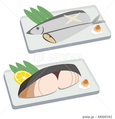 焼き魚のイラスト素材