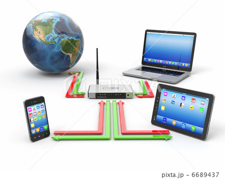 Concept of home network. Sync devices 6689437