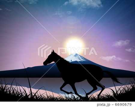 草原を駆る馬 6690679