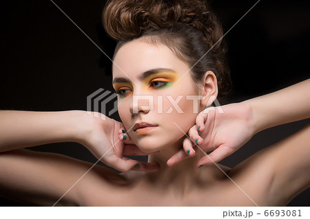 Pretty Young Woman with Bright Colorful Makeup. Sensuality & Elegance Pretty Young Woman with Bright Colorful Makeup. Sensuality & Elegance 6693081