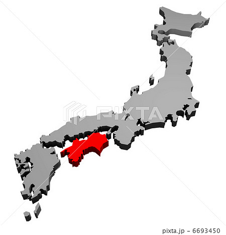 日本地図 四国 のイラスト素材