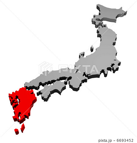 日本地図 九州 のイラスト素材