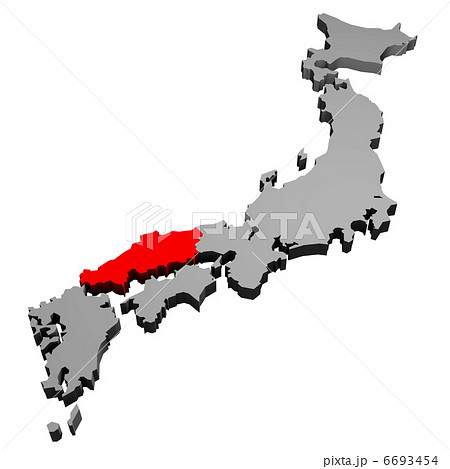 日本地図 中国地方 のイラスト素材