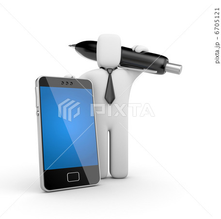 Businessman with mobile phone and pen 6705121