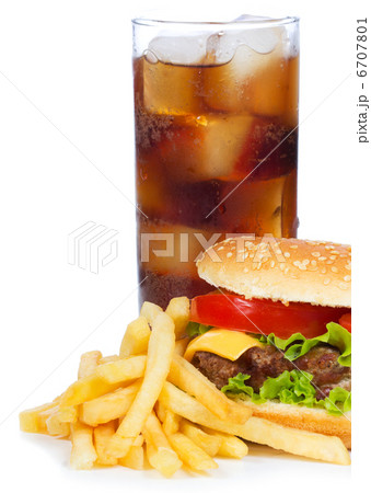 hamburger with fries and cola 6707801
