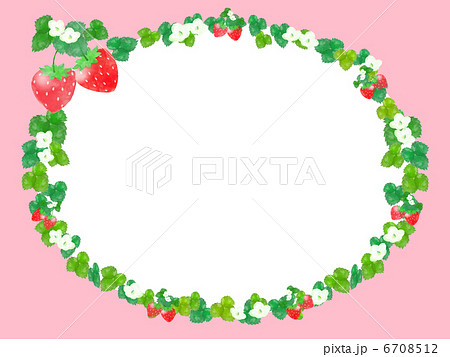 苺 フルーツ 甘い 花 葉 実 デザート 春 枠 フレーム 額のイラスト素材