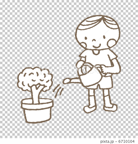 植物に水をあげる男の子 6710104