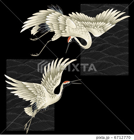 鶴 日本画調のイラスト素材 [6712770] - PIXTA