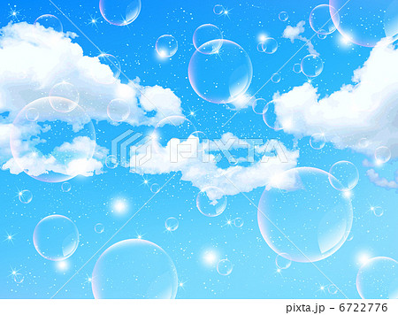 空 雲 シャボン玉 背景のイラスト素材