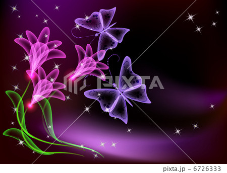 Glowing transparent flowers and butterfly Glowing transparent flowers and butterfly 6726333