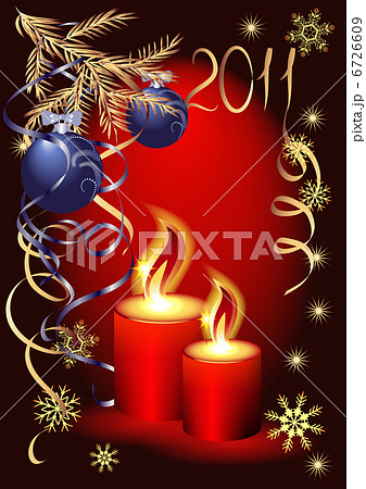 Christmas card with a burning candle Christmas card with a burning candle 6726609