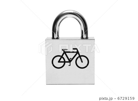 Silver padlock with bicycle 6729159