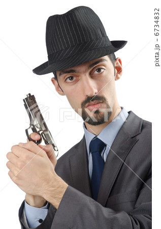 Man with gun isolated on white Man with gun isolated on white 6734832