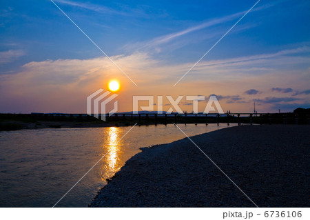 流れ橋夕景 流れ橋夕景 6736106