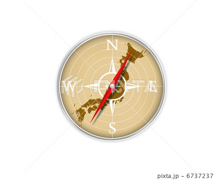 日本地図とコンパスのイラスト素材