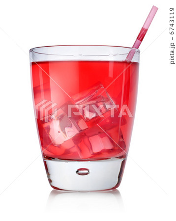 Red cocktail with straw 6743119