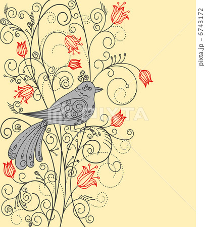 Abstract floral background with beautiful bird Abstract floral background with beautiful bird 6743172
