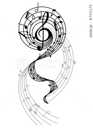 Abstract musical swirl with notes and sounds 6743175