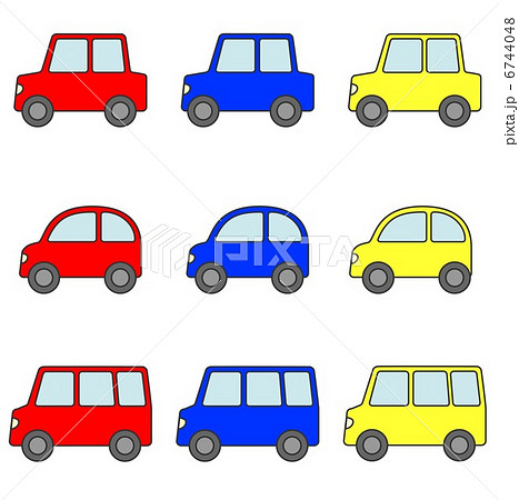 自動車 自家用車セット 赤青黄のイラスト素材