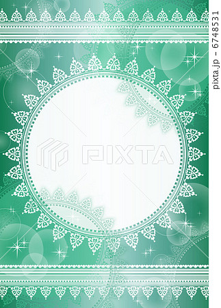 背景素材 緑ベース 白レースのイラスト素材