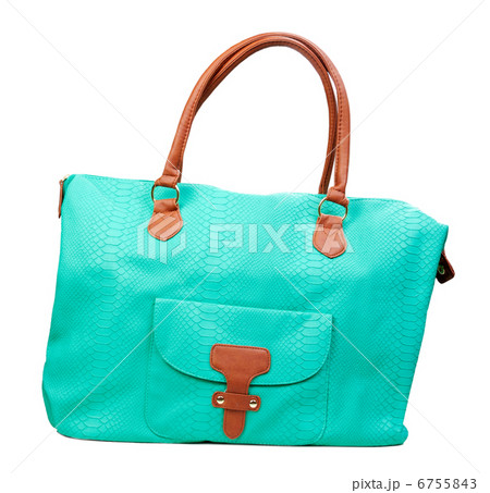luxury green leather female bag isolated on white 6755843