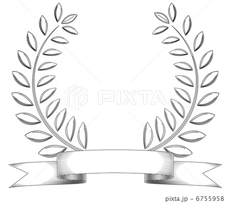 Black and white sketchy vintage wreath and banner isolated on wh Black and white sketchy vintage wreath and banner isolated on wh 6755958