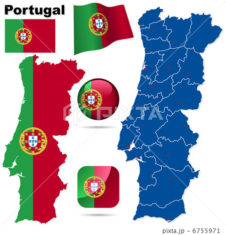 Portugal vector set. Detailed country shape with region borders, Portugal vector set. Detailed country shape with region borders, 6755971