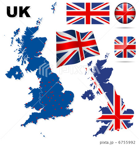 United Kingdom vector set. Detailed country shape with region bo 6755992