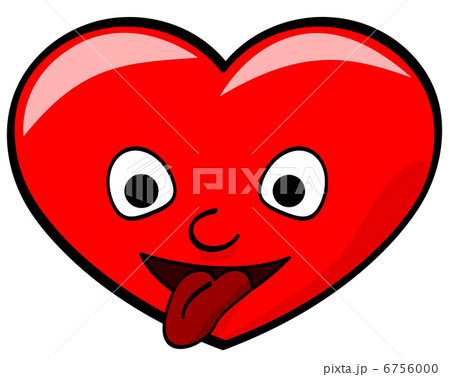 Cartoon red heart showing tongue isolated on white. No gradients 6756000