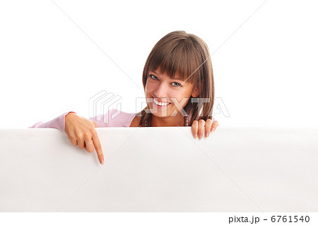 Beautiful woman with empty blank 6761540