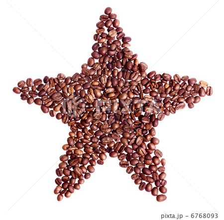 star from coffee beans isolated on white 6768093