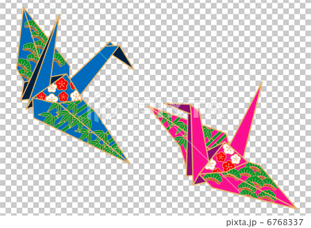 松竹梅の夫婦折鶴 6768337