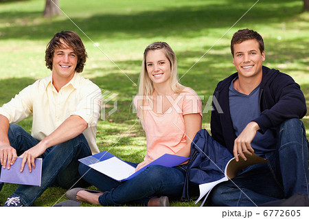 Portrait of three students in a park Portrait of three students in a park 6772605