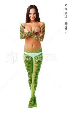brunette naked woman in money 6781819
